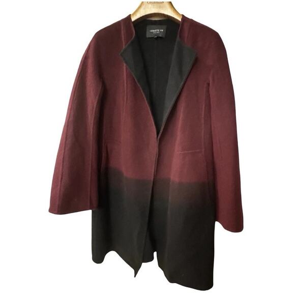 Lafayette 148 100% Cashmere Burgundy & Black Ombré Cardigan Jacket Sz Large - Picture 1 of 4